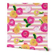 15-06H Painted Floral with Pink Painted Stripe_Miss Chiff Designs