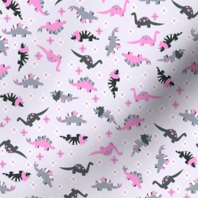 Ditsy pink dinosaur floral