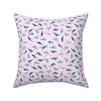 Ditsy pink dinosaur floral