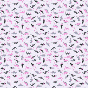 Ditsy pink dinosaur floral