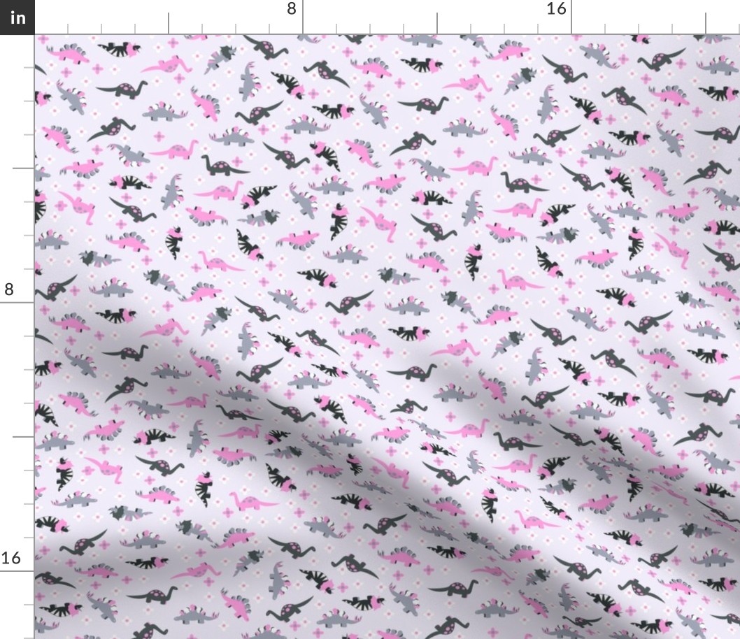 Ditsy pink dinosaur floral