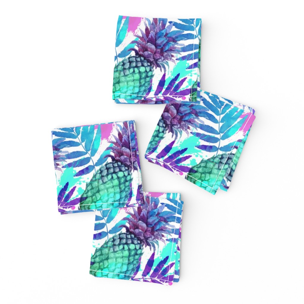 Vivid colors watercolor pineapples