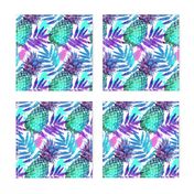 Vivid colors watercolor pineapples