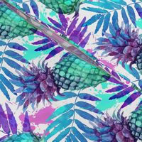 Vivid colors watercolor pineapples