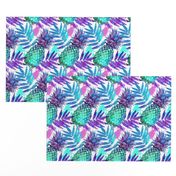 Vivid colors watercolor pineapples