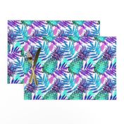 Vivid colors watercolor pineapples