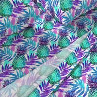 Vivid colors watercolor pineapples