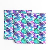 Vivid colors watercolor pineapples