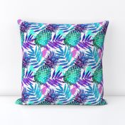 Vivid colors watercolor pineapples