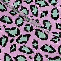 Leopard pastel green on pink