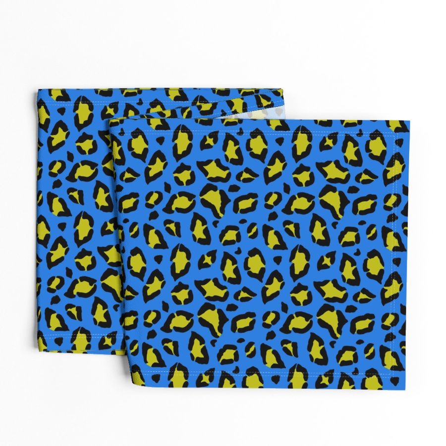 Leopard print mustard on blue