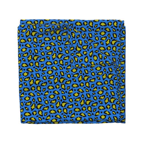 Leopard print mustard on blue