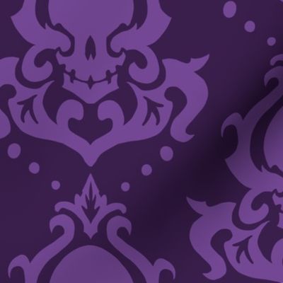 Blocky Skull Damask in Purple