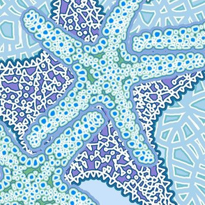 Starfish and Coral - Blue