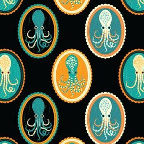 octopus cameos in black