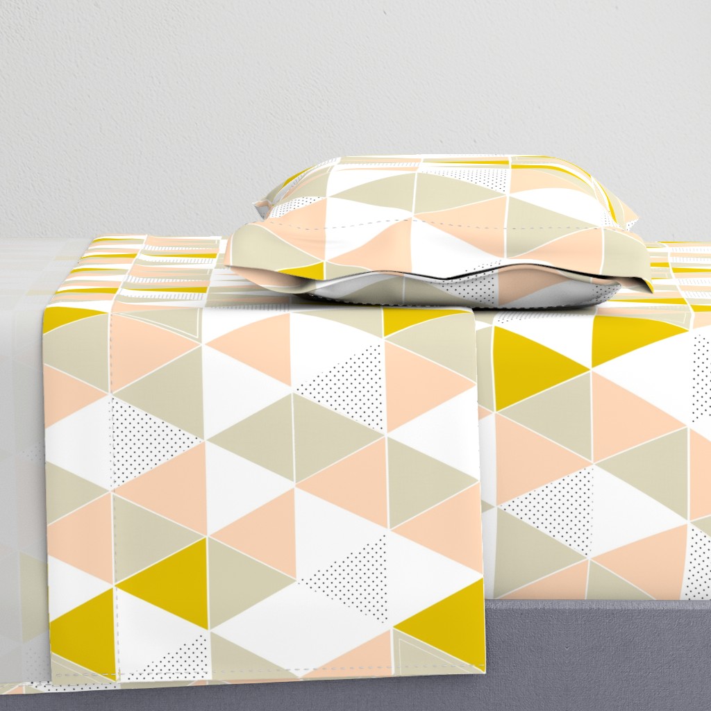 Blush Mustard Taupe Dot Triangles