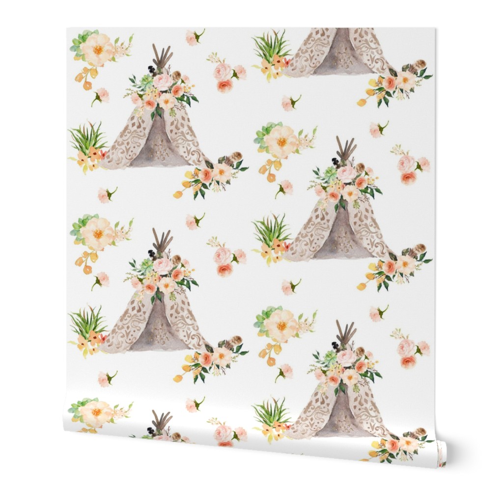 Floral Aztec Teepee Large 8" Fabric