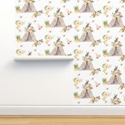 Floral Aztec Teepee Large 8" Fabric