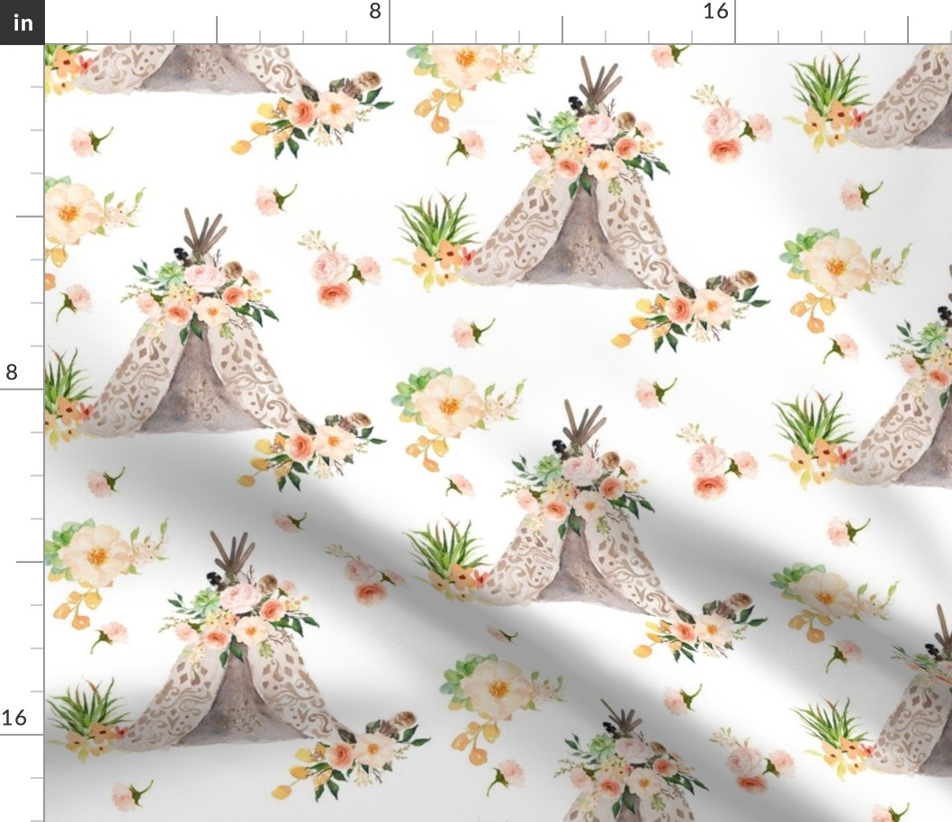 Floral Aztec Teepee Large 8" Fabric