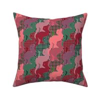 Pink and Green Plaid Tessellating Tyrannosaurs