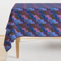 Blue and Purple Plaid Tessellating Tyrannosaurs