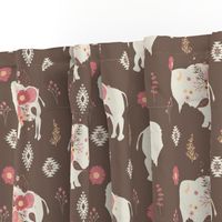 Floral Tribal Buffalo - Brown