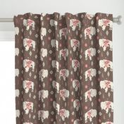 Floral Tribal Buffalo - Brown