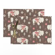 Floral Tribal Buffalo - Brown