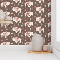 Floral Tribal Buffalo - Brown