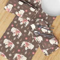 Floral Tribal Buffalo - Brown