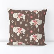 Floral Tribal Buffalo - Brown