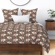 Floral Tribal Buffalo - Brown