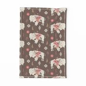 Floral Tribal Buffalo - Brown