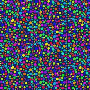 Rainbow Dots on Indigo Blue - Small Scale
