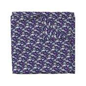 Tiny Dinosaurs and Roses on Dark Blue Purple