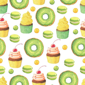 Green Donut and Cupcake