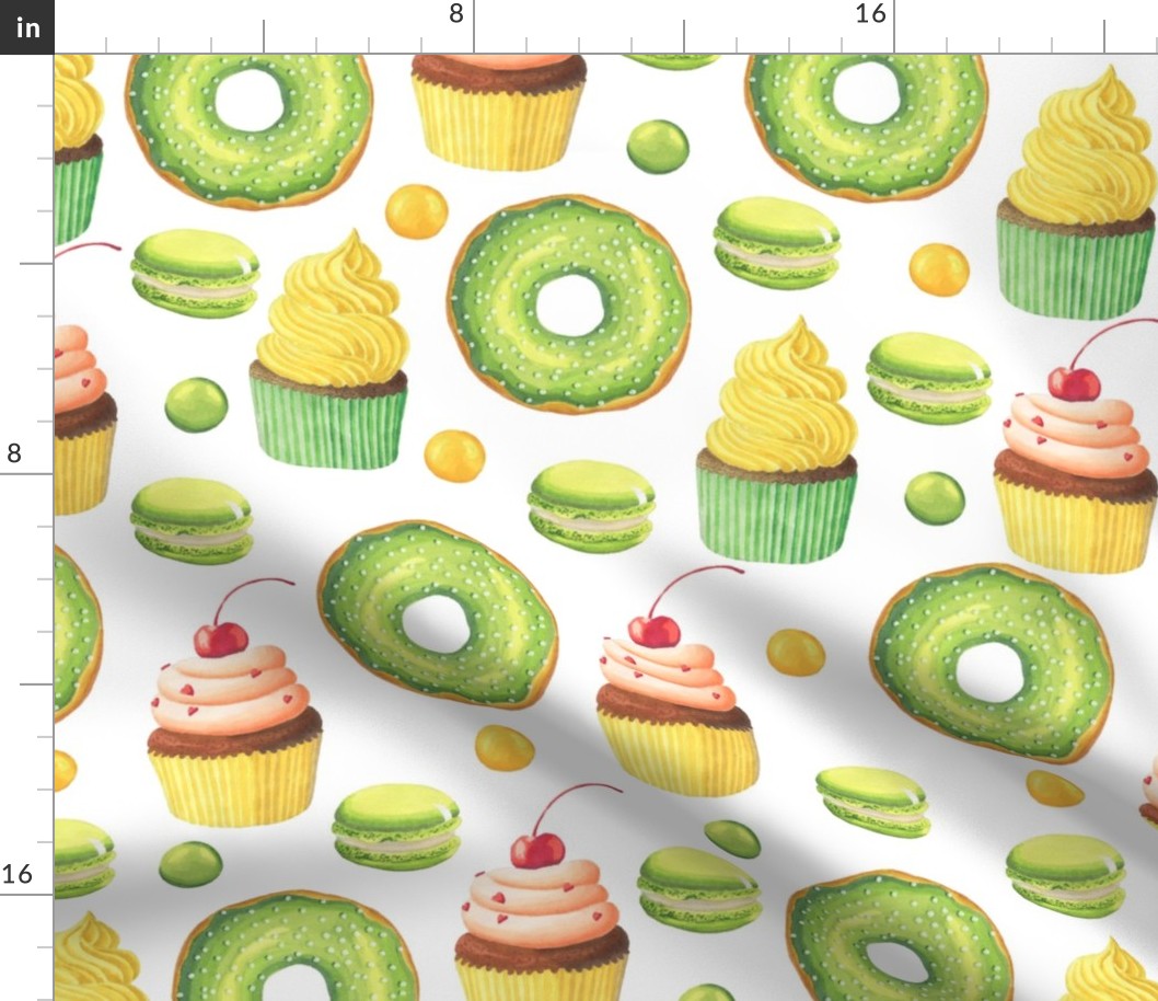 Green Donut and Cupcake