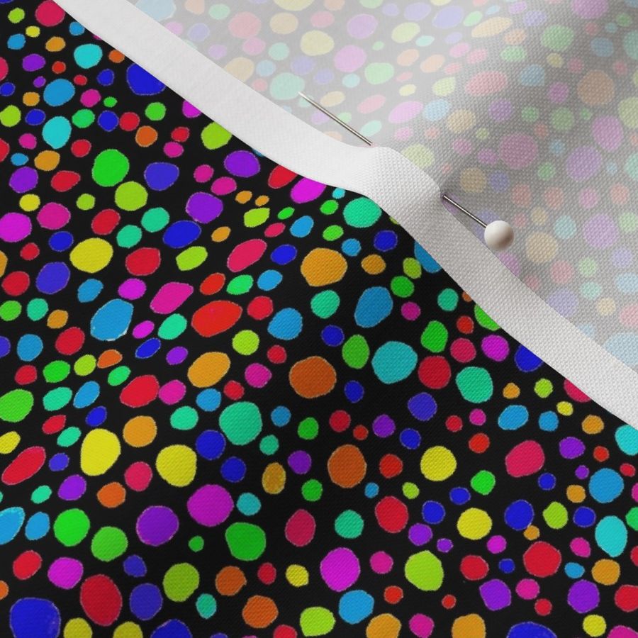 Rainbow Dots on Black  - Small Scale