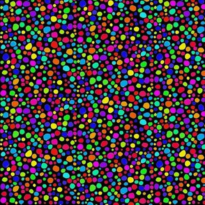Rainbow Dots on Black  - Small Scale