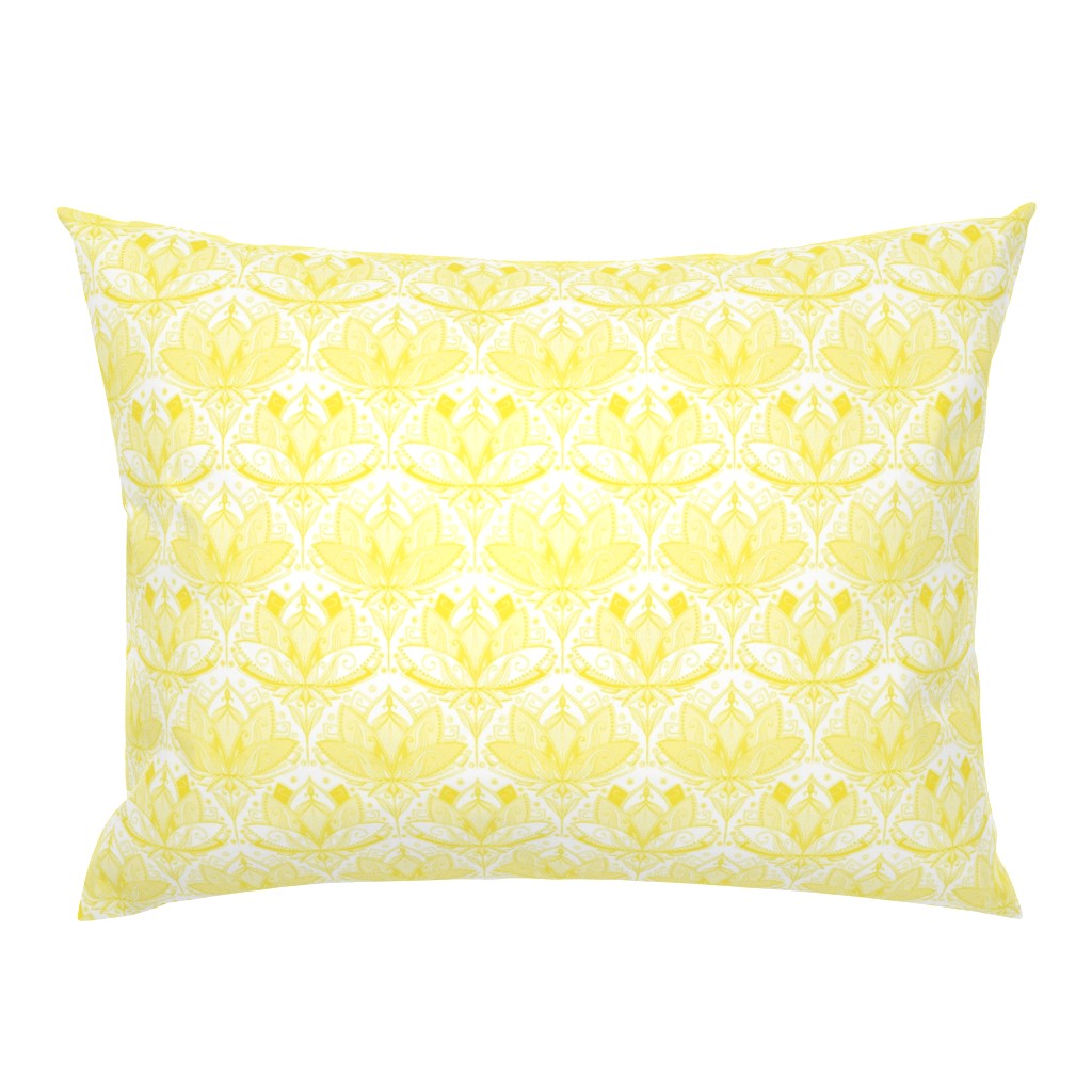 Sunshine Yellow Art Nouveau Lotus Lace