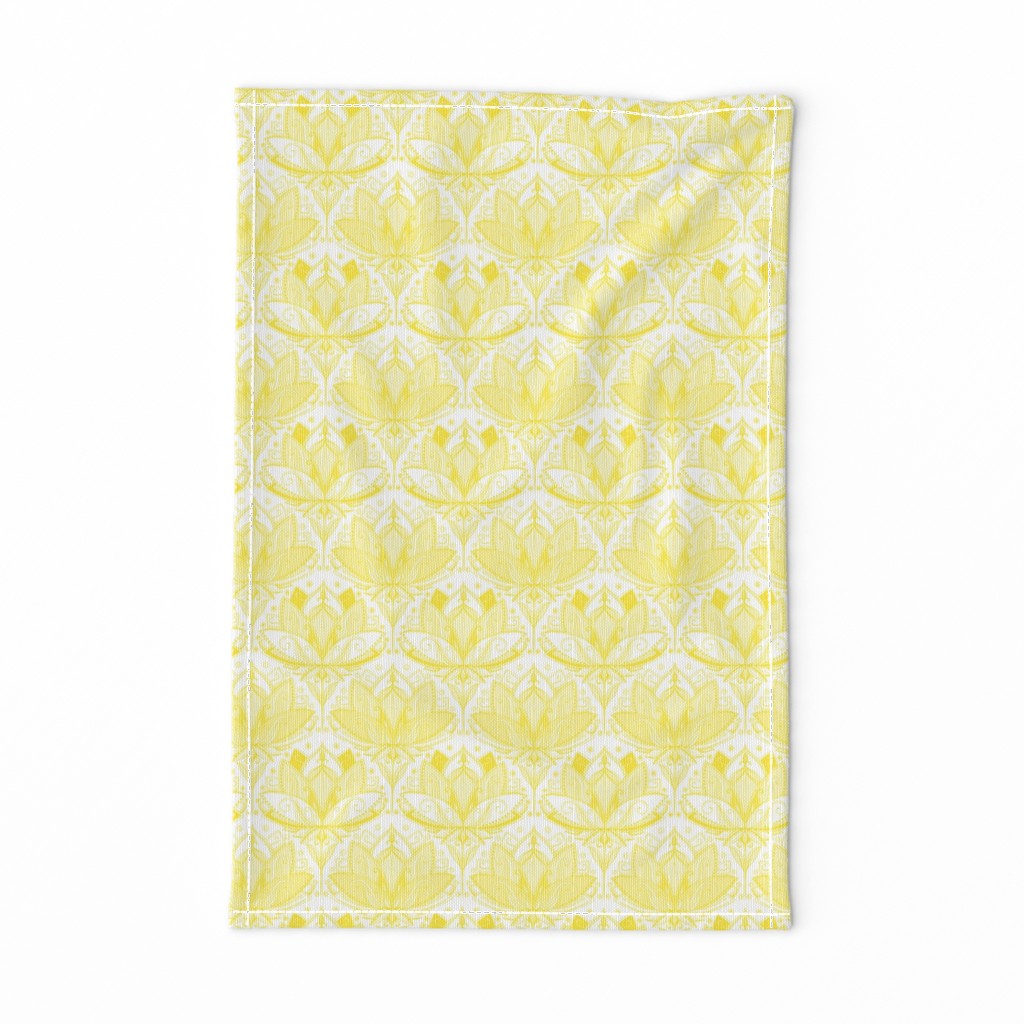 Sunshine Yellow Art Nouveau Lotus Lace