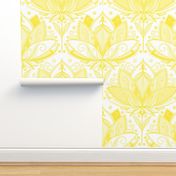 Sunshine Yellow Art Nouveau Lotus Lace