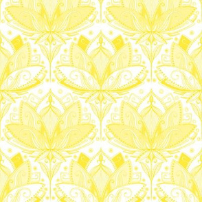 Sunshine Yellow Art Nouveau Lotus Lace