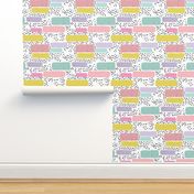 Geometric abstract dots and stripes colorful memphis style design multi color