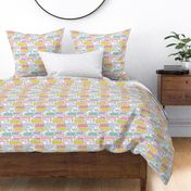 Geometric abstract dots and stripes colorful memphis style design multi color