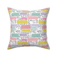 Geometric abstract dots and stripes colorful memphis style design multi color