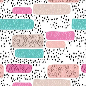 Geometric abstract dots and stripes colorful memphis style design pink blue
