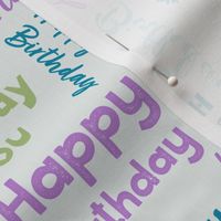 Happy Birthday Typography in Blue, Purple and Green © Jennifer Garrett