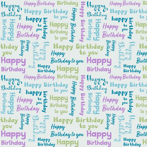 Happy Birthday Typography in Blue, Purple and Green © Jennifer Garrett