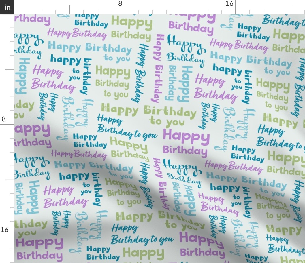 Happy Birthday Typography in Blue, Purple and Green © Jennifer Garrett